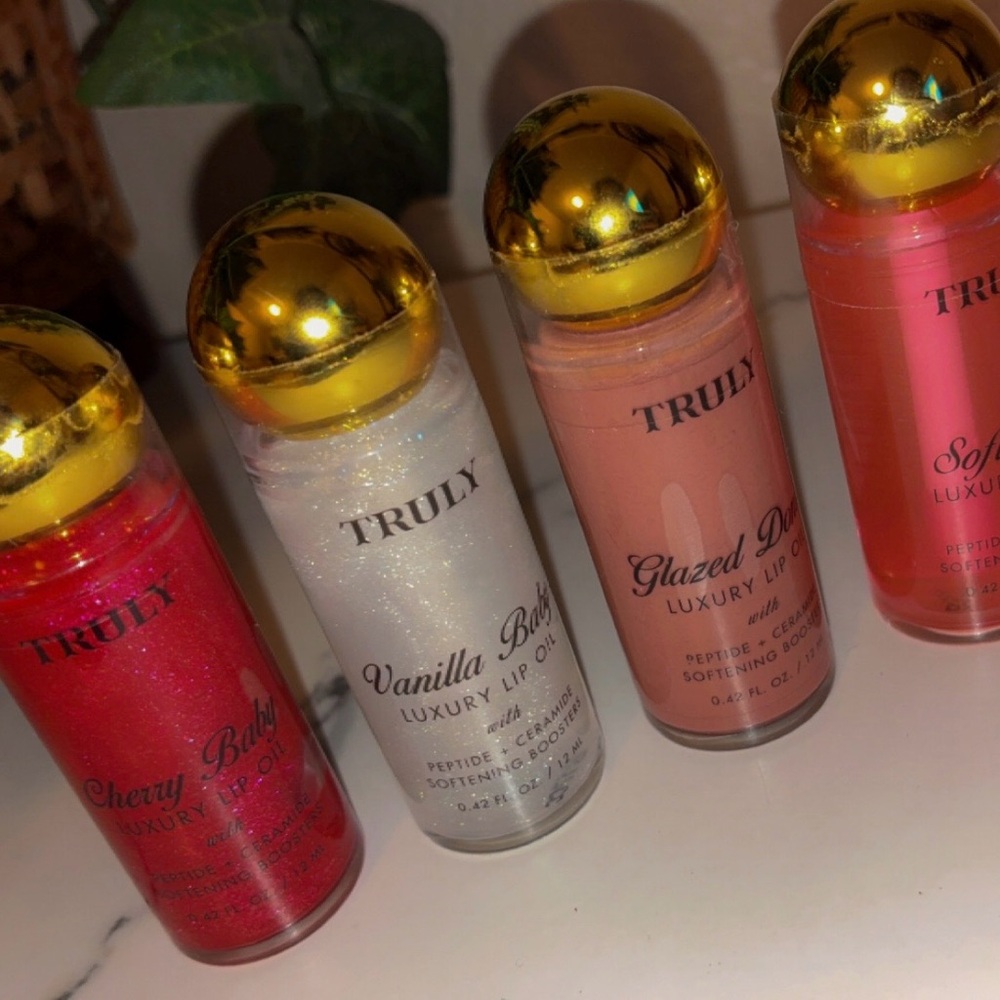 TRULY Lip Oil Collection - Cherry, Vanilla, Peach, Pink